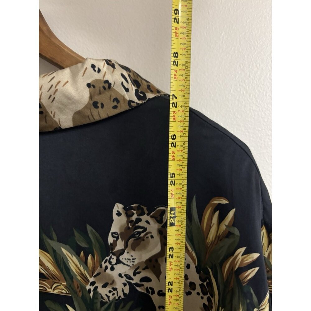 Jessica Holbrook Leopard Print SILK Shirt Cheetah Cat Animal Print Shirt Medium - Picture 9 of 11